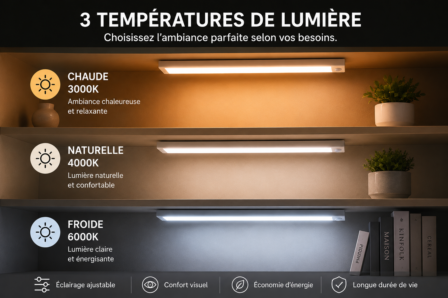 Lampe LED Blanche à Détecteur de Mouvement – Rechargeable